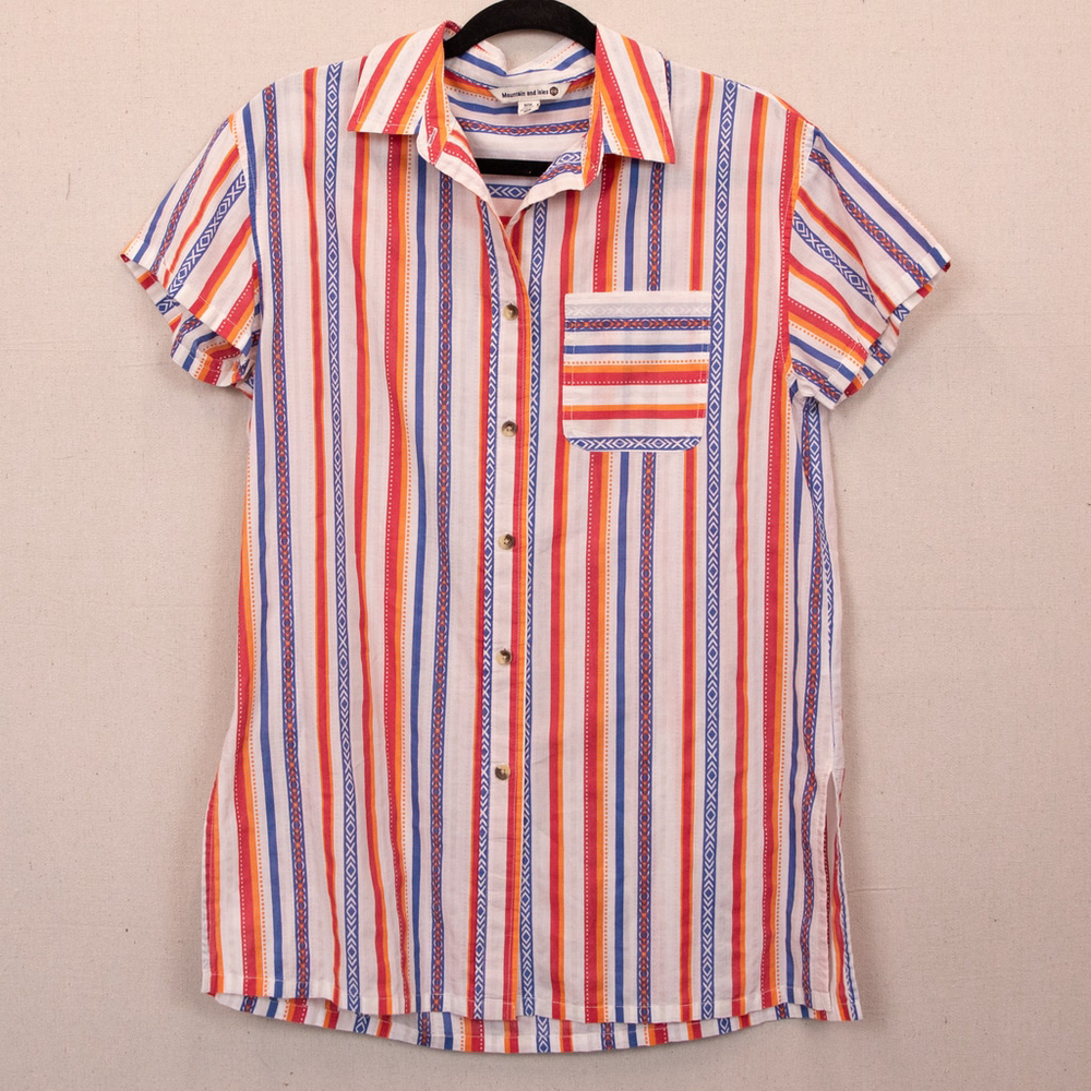 Mountain and Isles striped short sleeve button down shirt-M